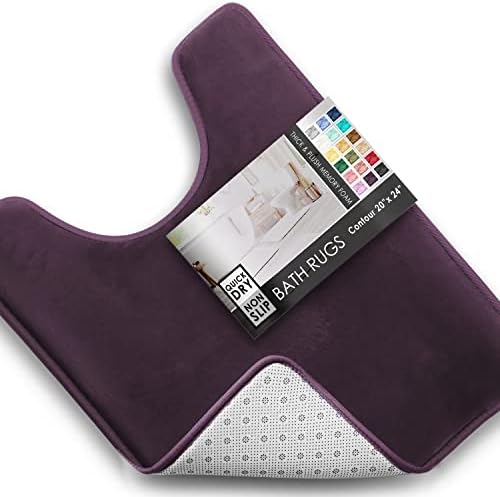 Clara Clark Bathroom Rugs, Velvet Memory Foam Bath Mat, Non-Slip, Machine Washable Bath Rugs - Dries Quickly, Ultra Soft Plush Bath Mats for Bathroom, 20 x 24, Dark Purple by ClaraClark