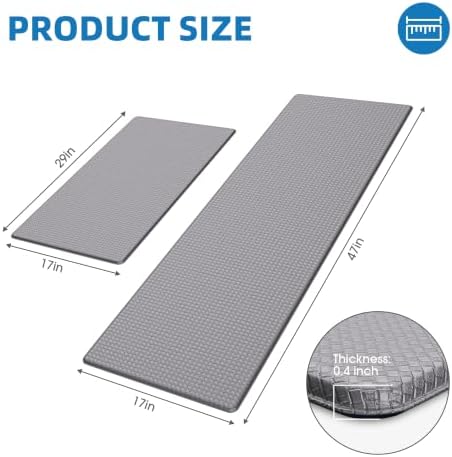 Kitchen Mats for Floor, [2PCS] Anti-Fatigue Kitchen Rugs, Grey - Image 2