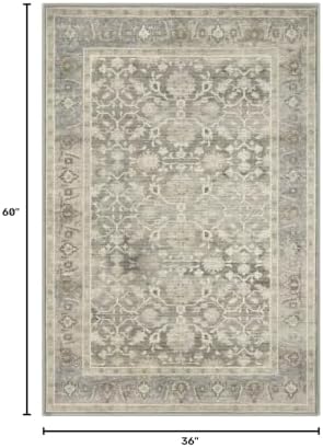KUTA Vintage Floral 3x5 Entryway Rug Washable Area Rugs Beige - Image 2