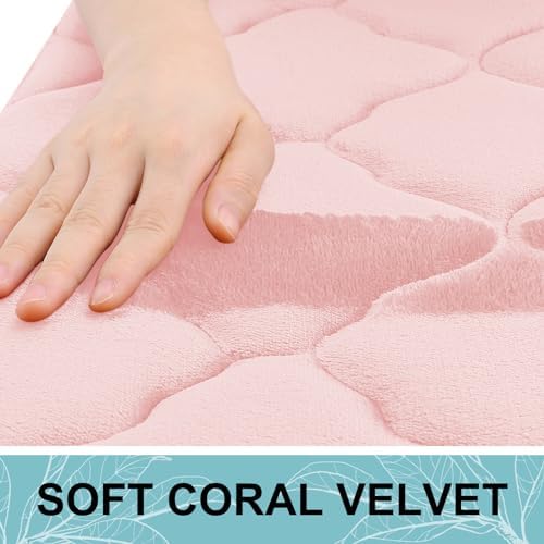 OLANLY Memory Foam Bath Mat Rug 44x24, Ultra Soft Bathroom Rugs, Pink - Image 2