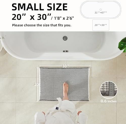 TYUU Waffle Bath Mat, Boho Bathroom Rugs Non Slip, 30x20 Grey & White - Image 3