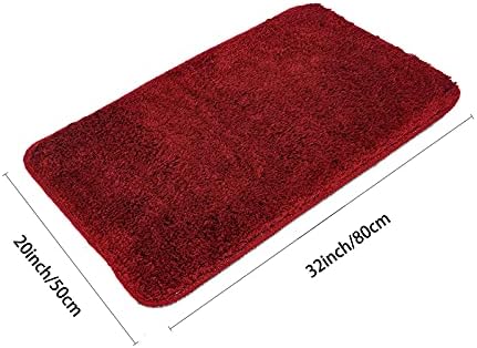 Red Bathroom Rugs Water Absorbent Chenille Bath Mat for Bathroom Machine Washable Shower Mats Bath Rug for Kids Shower Tub,20" x 32",Red - Image 3