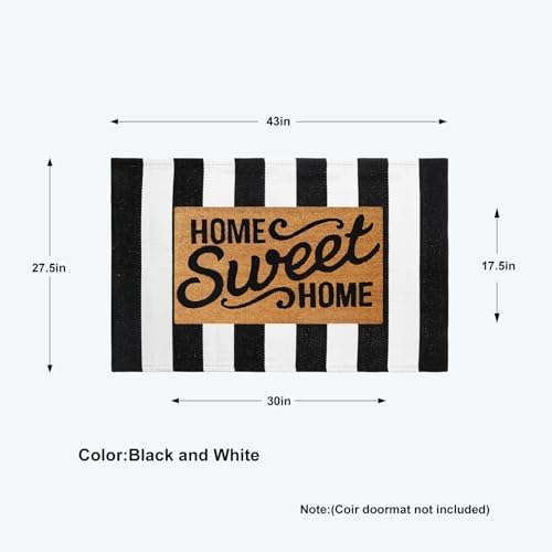 KIMODE Black and White Outdoor Rug Fall Front Door Mats Layered Porch Rug - Image 2