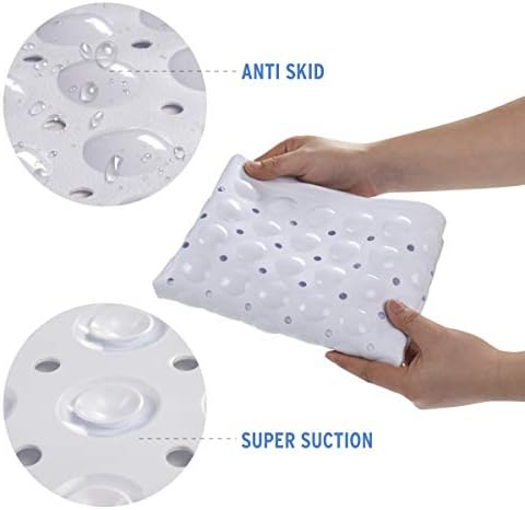 AmazerBath Bath Tub Mat, Medium Size 27.6 x 15 Inches Non-Slip Shower Mats with Suction Cups and Drain Holes, Bathtub Mats Bathroom Mats Machine Washable (White) - Image 3