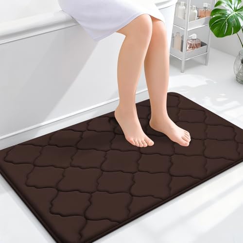 OLANLY Memory Foam Bath Mat Rug 36x24, Ultra Soft Bathroom Rugs, Brown by OLANLY