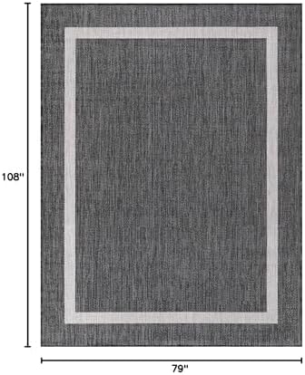 Luul Home Bordered Outdoor Rug 6x9 Washable Outside Carpet for Indoor Patio Porch Waterproof Easy Cleaning Non Shedding Area Rugs Gray 6 x 9 - Image 2