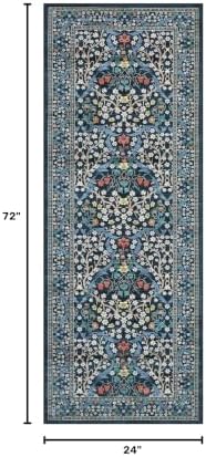 GarveeHome Blue Floral 2x6 Washable Kitchen Runner Rug - Image 2