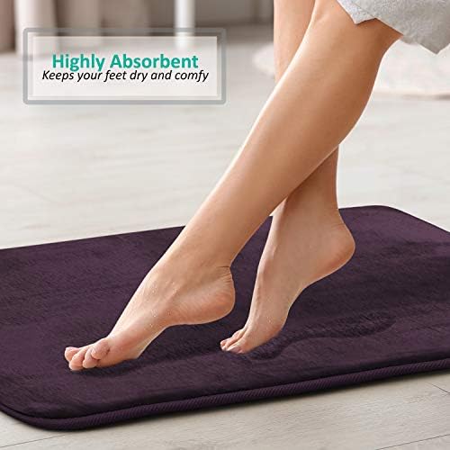 Clara Clark 2 Piece Bathroom Rugs, Velvet Memory Foam Bath Mat Set, Non-Slip Bath Rugs, Machine Wash, Dries Quickly, Ultra Soft Plush Bath Mats for Bathroom, 20 x 32 + Contour, Dark Purple - Image 7