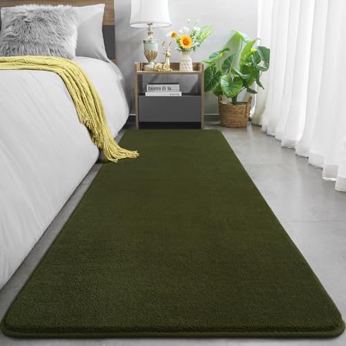 Amearea Modern Soft Hallway Runner Rug, 2x6 Olive Green Washable Runner Rug - Image 2