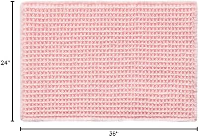TYUU Waffle Bath Mat, Cute Bathroom Rugs Non Slip, 36x24 Light Peachy Pink - Image 2