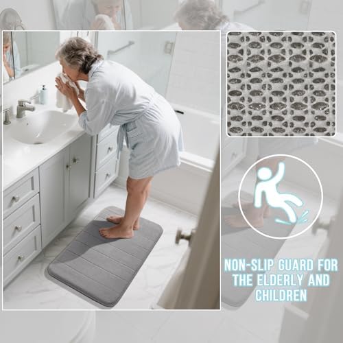 Yimobra Large Memory Foam Bathroom Mat Set, 44 x 24 & 24 x 17 in, Gray - Image 5