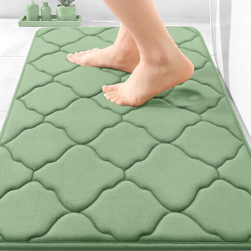 OLANLY Memory Foam Bath Mat Rug 30x20, Ultra Soft Bathroom Rugs, Sage Green by OLANLY