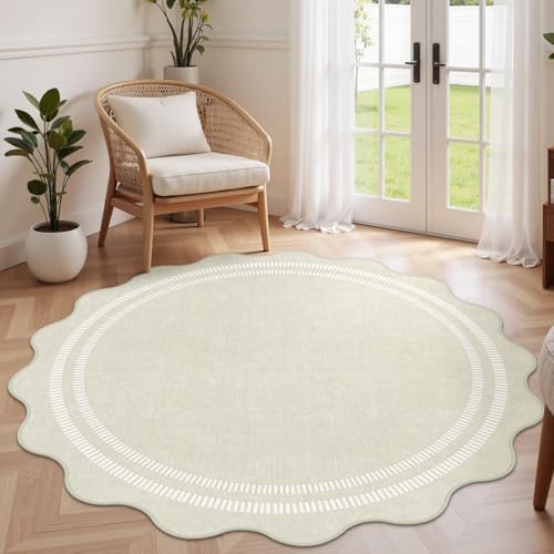 Round Area Rugs 5ft Living Room Washable Rug by LORWER