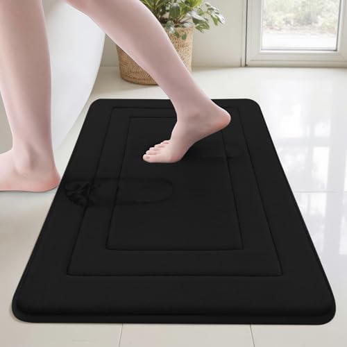 Cupic Cupid Memory Foam Bath Mat 24"×36", Non Slip Bathroom Rugs, Black - Image 2