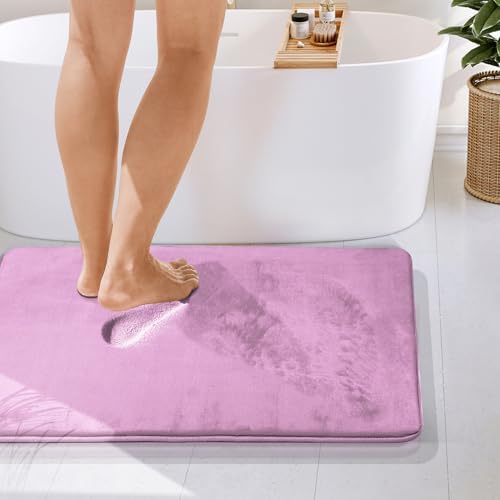 Clara Clark Bathroom Rugs, Velvet Memory Foam Bath Mat, Non-Slip Bath Rugs, Machine Wash, Dries Quickly, Ultra Soft Plush Bath Mats for Bathroom, 24 x 36, Lavender Dream - Image 4