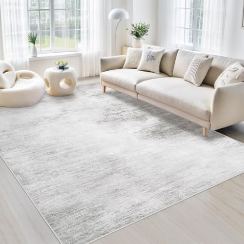 Area Rugs 5x7 Living Room: Washable Rug Modern Abstract Rugs Soft Non Slip Neutral Rug Stain Resistant Indoor Carpet for Bedroom Kitchen Dining Room Nursery Home Office Rugs(Grey,5'x7') by MXSANYOORUG