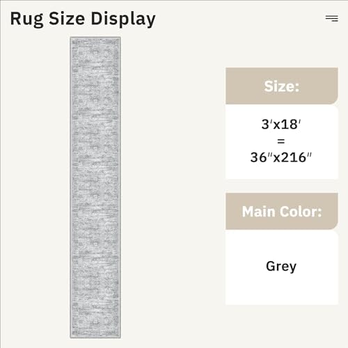 Soalmost Washable Hallway Runner Rug 3x18 Kitchen Entry Rugs Non-Slip, Grey - Image 5