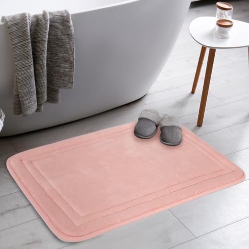 Pink Bathroom Rugs Memory Foam Bath Mat Runner Rug Set of 2 - Image 6