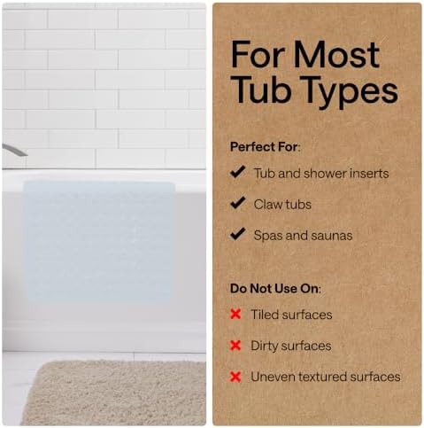 GORILLA GRIP Bath Tub Shower Mat, Bathtub Floor Liner, 35x16 Frosted Ice - Image 5