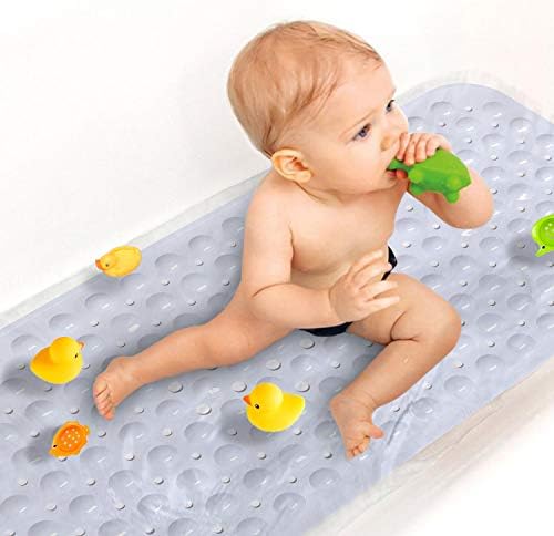 Sheepping Baby Bath Mat Non Slip Extra Long Bathtub Mat for Kids 40 X 16 Inch - Eco Friendly Bath Tub Mat with 200 Big Suction Cups,Machine Washable Shower Mat (White) by SHEEPPING