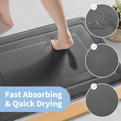 Cupic Cupid Memory Foam Bath Mat 24"×36", Non Slip Bathroom Rugs, Deep Gray - Image 5