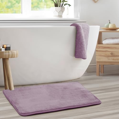 Clara Clark Bathroom Rugs, Velvet Memory Foam Bath Mat, Non-Slip Bath Rugs, Machine Wash, Dries Quickly, Ultra Soft Plush Bath Mats for Bathroom, 20 x 32, Dusty Purple - Image 2