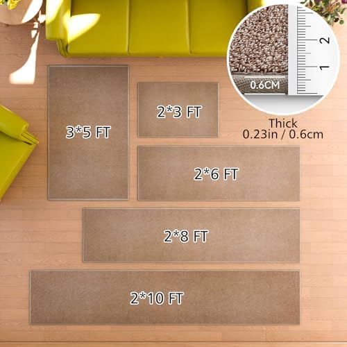 AREDO Door mat with Non Slip Rubber Backing 2 * 3 ft, Washable Soft Floor Carpet for Kitchen, Hallway, Entryway Indoor, Bedroom, Laundry, Low Pile Area Rugs, Solid Color with Pointillism Style, Brown - Image 2