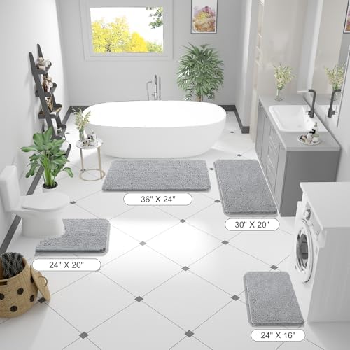 OLANLY Bathroom Runner Rugs 47x17, Extra Soft Absorbent Chenille Bath Rugs - Image 2