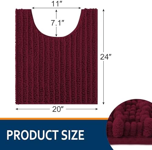 Smiry Bathroom Toilet Rugs U Shaped 24X20, Chenille Bath mats for Toilet - Image 2