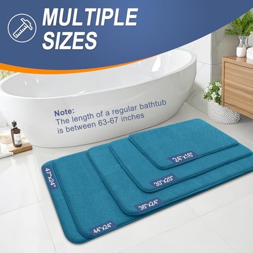 OLANLY Memory Foam Bathroom Runner Rugs 70x24, Long Bath Mats, Peacock Blue - Image 5