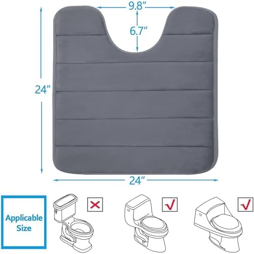 Buganda Memory Foam U-Shaped Toilet Rugs 24 x 24, Absorbent Bathroom mat - Image 2