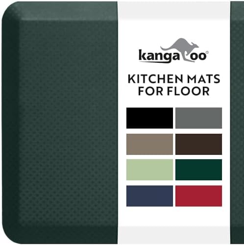 KANGAROO Cushioned Anti Fatigue Kitchen Mats for Floor, 20x32 Hunter Green by Kangaroo