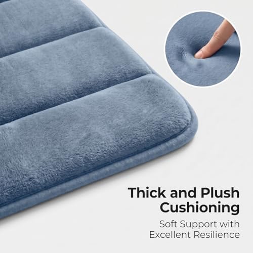 Bathroom Rugs Set 3 Piece, Memory Foam Bath Rugs, Non Slip Washable Bathroom Rug Set, Extra Soft Absorbent Bath Mats with U-Shaped Toilet Rug, Dusty Blue - Image 4