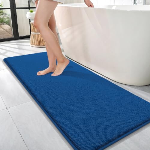OLANLY Memory Foam Bathroom Runner Rugs 47x17, Long Bath Mats, Royal Blue by OLANLY