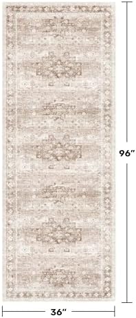 Beige Washable 8ft Long Runners for Hallways, 3x8 Kitchen Runner Rug, Entryway Indoor Runner, Non Slip Boho Vintage Floor Décor for High Traffic Area (3x8 Beige/Latte) - Image 2