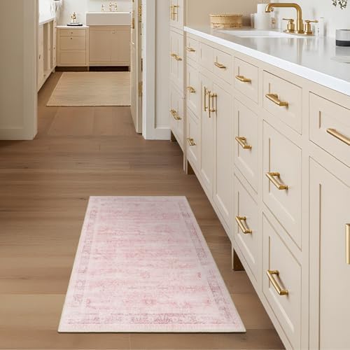 Small Pink Rug 2x3, Aesthetic Area Rug for Girls Bedroom Bedside Vanity, Cute Rug for Nursery Kids Room Dorm Washable Non Slip, Low Pile Thin Indoor Door Mats for Entryway Entrance Kitchen - Image 4