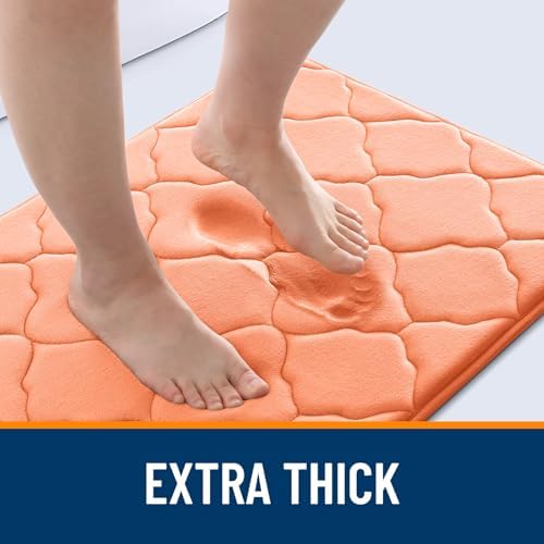 OLANLY Memory Foam Bath Mat Rug 36x24, Ultra Soft Bathroom Rugs, Peach - Image 3