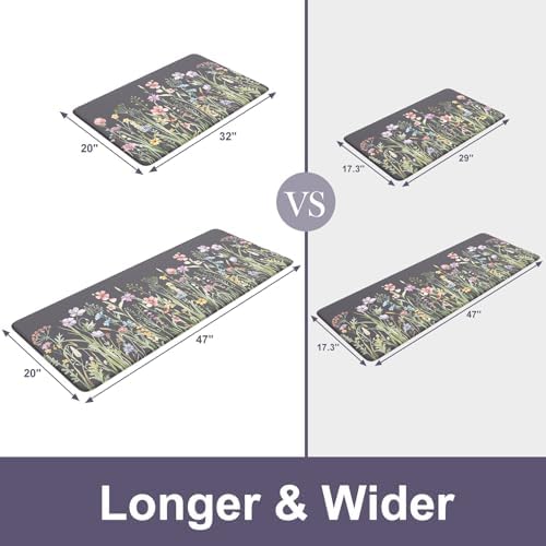 KIMODE Anti Fatigue Kitchen Mats for Floor,Farmhouse Kitchen Rugs Sets of 2 - Image 2