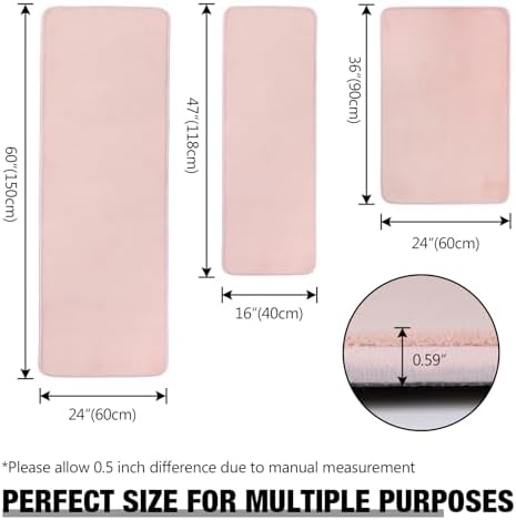 Pink Memory Foam Bath Mat Long 24x60 Bathroom Runner Rug Non Slip Washable - Image 2