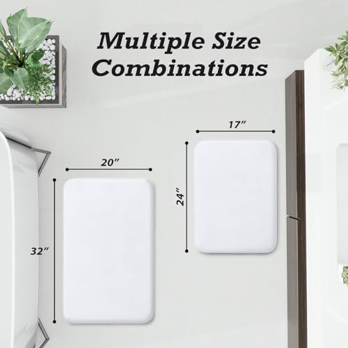 HUXMEYSON Bathroom Rugs Sets 2 Piece, Non-Slip & Quick Dry Bath Mat Set, Ultra Soft Velvet Bath Rugs for Bathroom, Toilet and Shower Floor, White - Image 2