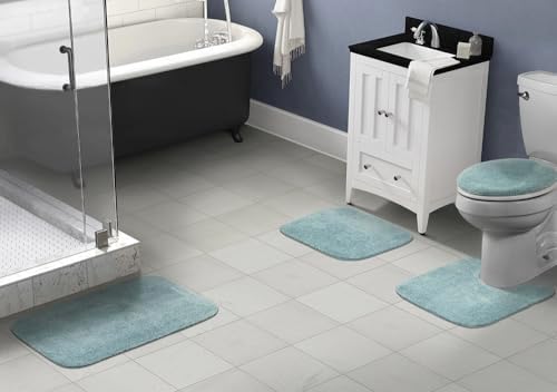 Garland Rug Traditional Nylon Washable Sea Foam 4 Piece Set - Lid, Contour, 2 Bath Rugs - Soft, Absorbent, and Stylish for Your Bathroom - Image 2