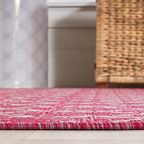 JONATHAN Y Moroccan Geometric Indoor Outdoor Square Area Rug 5X5 Fuchsia/Light Gray, Ourika Textured Weave for Backyard, Patio, Porch, Easy-Cleaning, Pet-Friendly, Non-Shedding (SMB108Q-5SQ) - Image 4