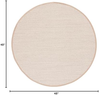 SAFAVIEH Natural Fiber Round Rug 4' Textured, Marble & Linen NF143B - Image 2