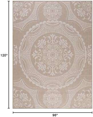 Luul Home Medallion Outdoor Rug 8x10 Washable Outside Carpet for Indoor Patio Porch Waterproof Easy Cleaning Non Shedding Area Rugs Beige 8 x 10 - Image 2