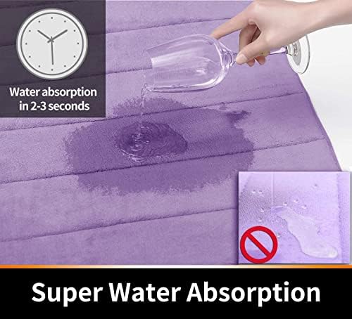 Yimobra Memory Foam Bath Mat, Super Soft Absorbent Bathroom Rug Non Slip, Quick Dry, Machine Washable Floor Carpet for Tub Shower, Home Decor Accessories, 24x17, Lavender - Image 4