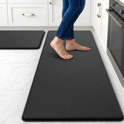 Kitchen Mats for Floor, [2PCS] Anti-Fatigue Kitchen Rugs, Black by StepAura