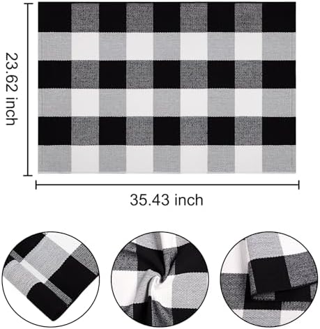Fall Buffalo Plaid Doormat 24"x35"Black White Outdoor Rug for Front Porch - Image 2