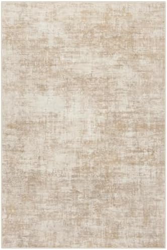 8x10 Area Rugs for Living Room: Washable Abstract Beige Bedroom Carpet - Image 4