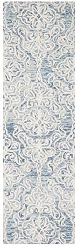 SAFAVIEH Blossom Collection 2' 3" x 10' Blue/Ivory BLM112M Handmade Premium Wool Entryway Foyer Living Room Kitchen Runner Rug - Image 3