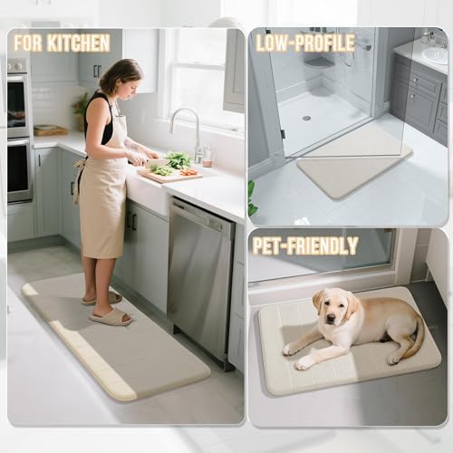 Yimobra Memory Foam Bath Mat, Super Soft Absorbent Bathroom Rug Non Slip 31.5x20 Inch, Quick Dry, Machine Washable Floor Carpet for Tub Shower, Home Decor Accessories, Cream - Image 6
